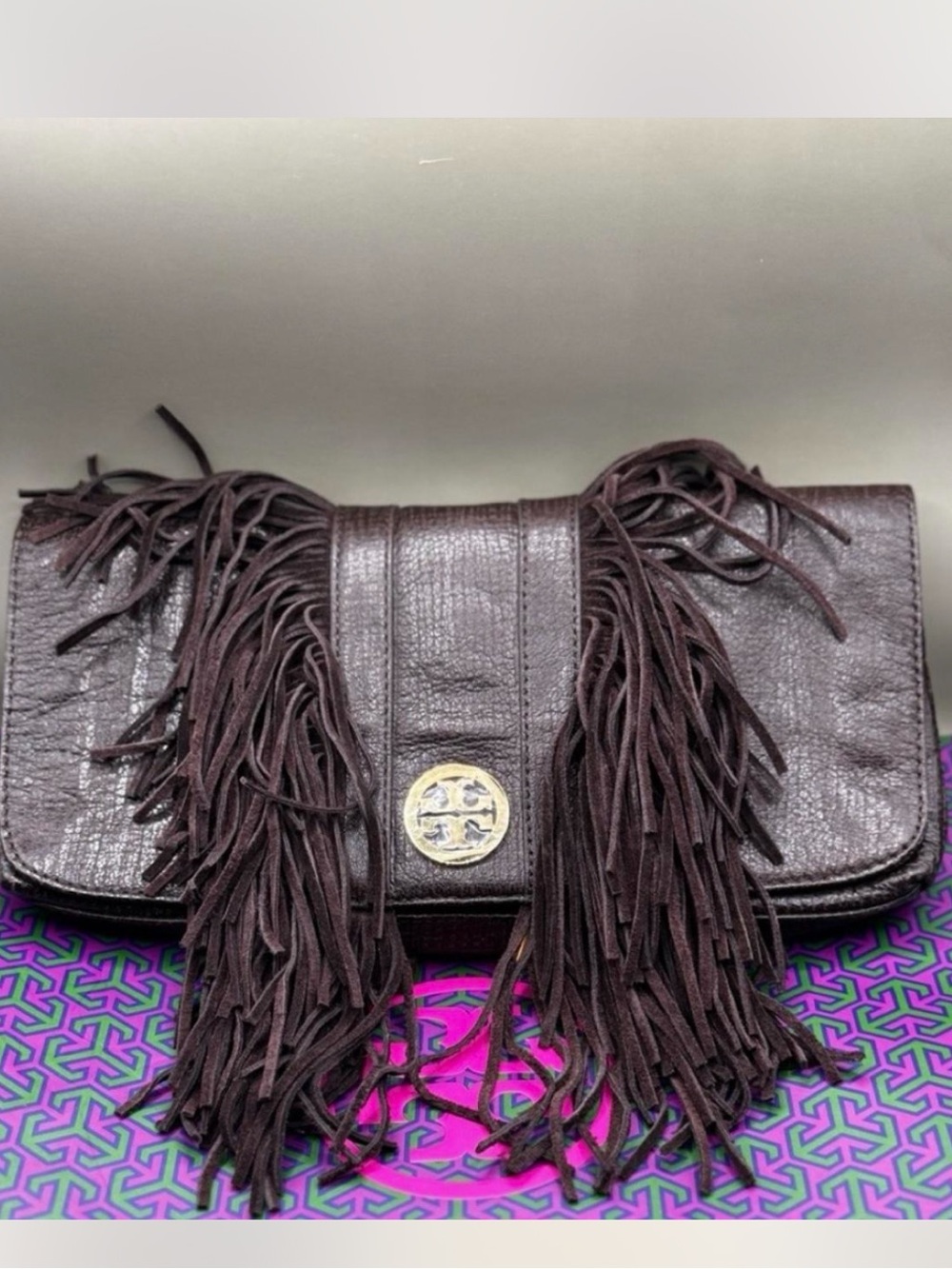 NWT Tory Burch Fringe Clutch, Brown 🤎